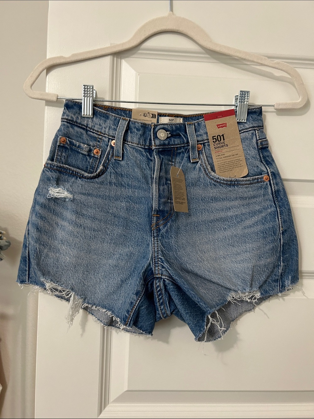 Womens Levi's 501 Curvy Denim Jean Shorts in Blue